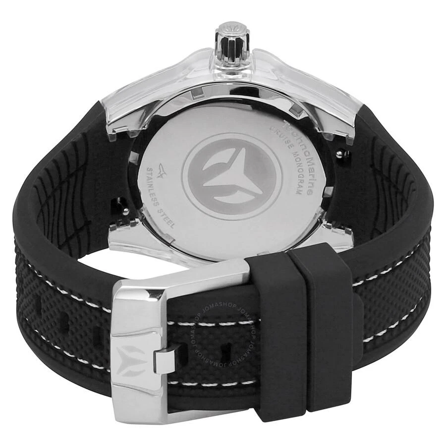 商品TechnoMarine|Cruise Monogram Black Mother of Pearl Logo Textured Dial Black Silicone Strap Men's Watch 115212,价格¥663,第3张图片详细描述