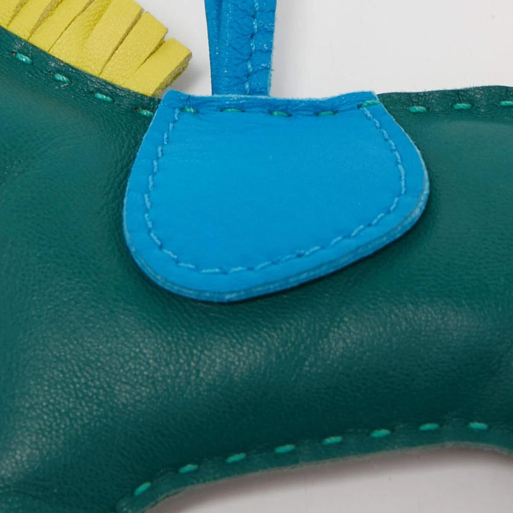 商品[二手商品] Hermes|Hermes Malachite/Bleu Zanzibar/Lime Leather Rodeo Grigri Bag Charm GM,价格¥4311,第3张图片详细描述
