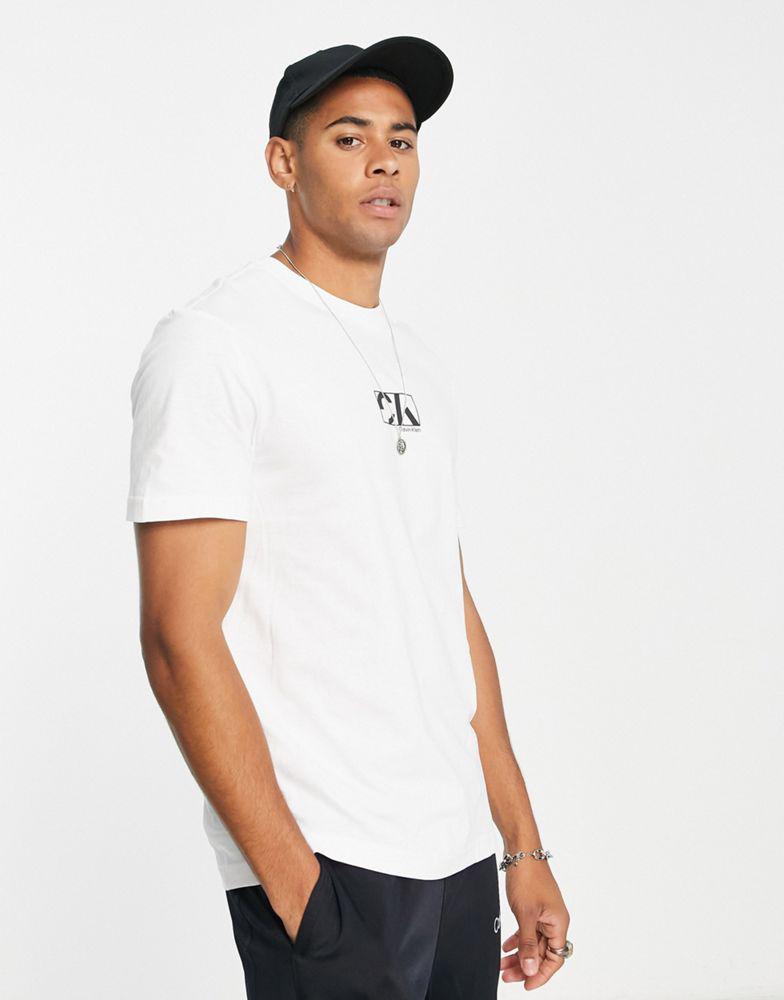 Calvin Klein graphic box logo t-shirt in white商品第1张图片规格展示