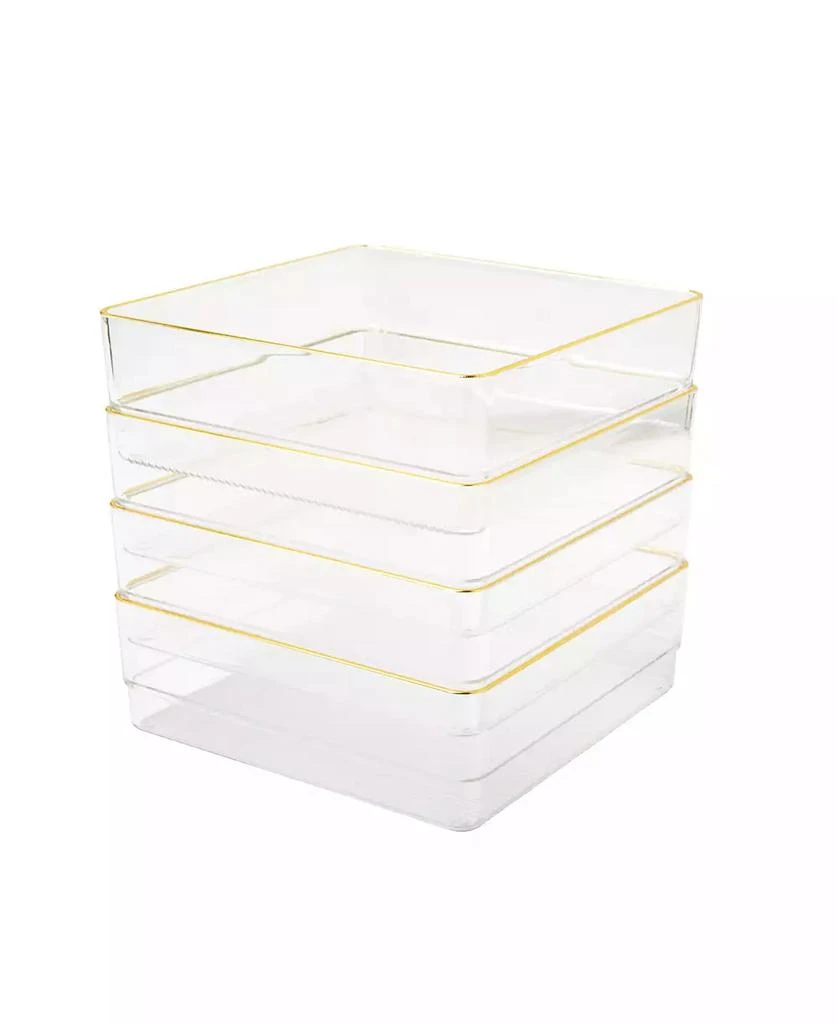 商品Martha Stewart|Kerry 4 Piece Plastic Stackable Office Desk Drawer Organizers, 6" x 6",价格¥119,第1张图片