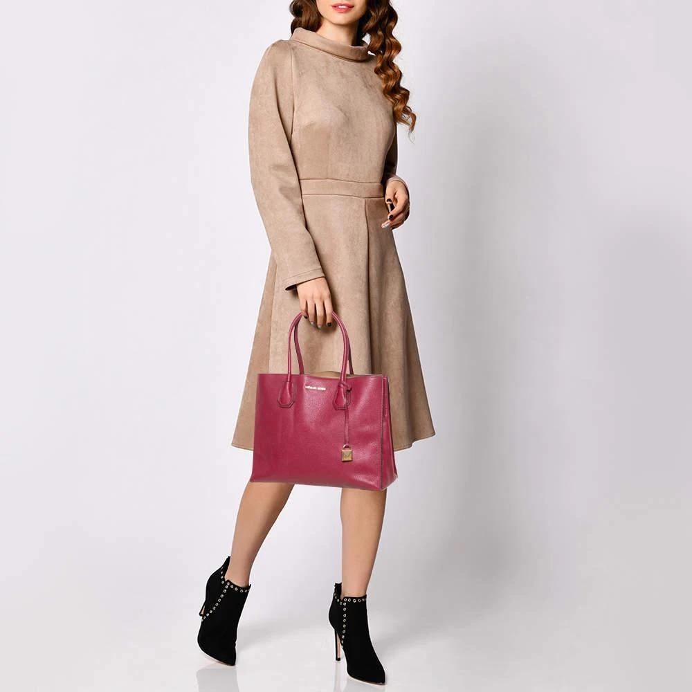 商品[二手商品] Michael Kors|Michael Kors Burgundy Grained Leather Large Mercer Tote,价格¥1965,第2张图片详细描述