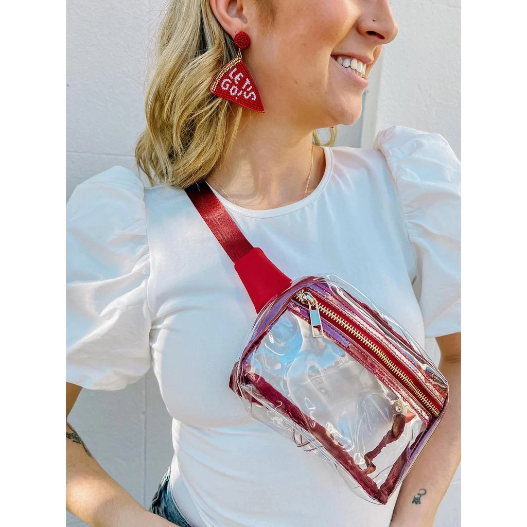商品Caroline Hill|Ferris Clear Belt Bag In Burgundy,价格¥157,第2张图片详细描述