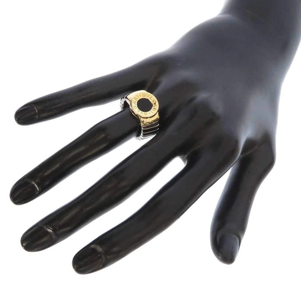 Bvlgari Tubogas 18K Yellow Gold, Stainless Steel Onyx Ring EU 51 - US 5.75  商品