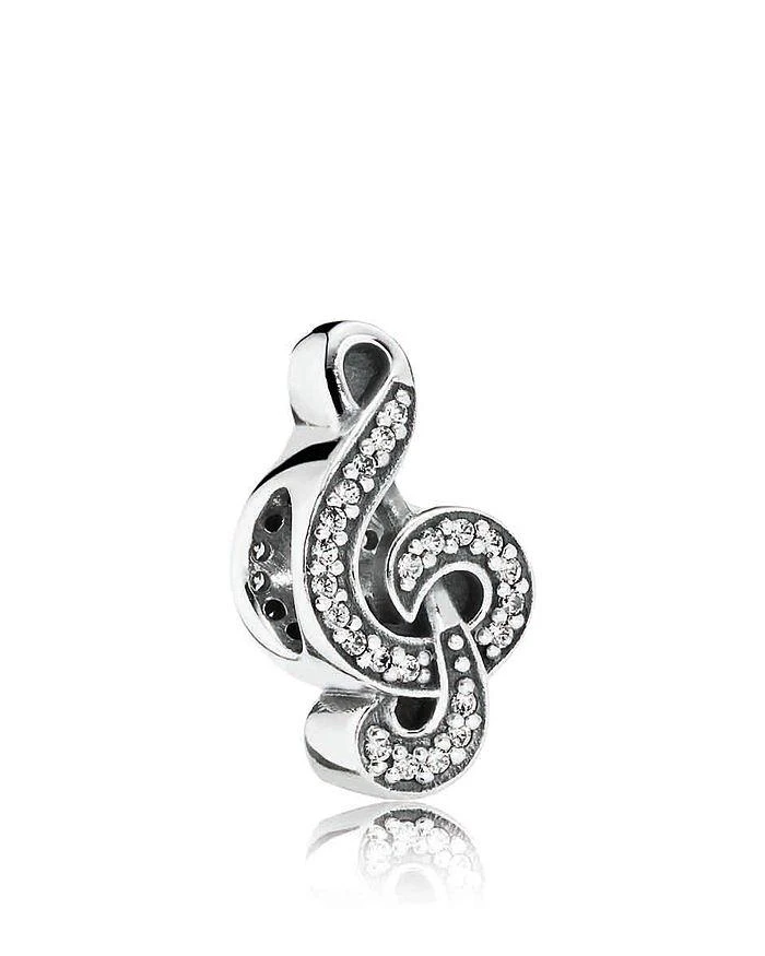 商品PANDORA|Sterling Silver & Cubic Zirconia Sweet Music Charm,价格¥445,第1张图片