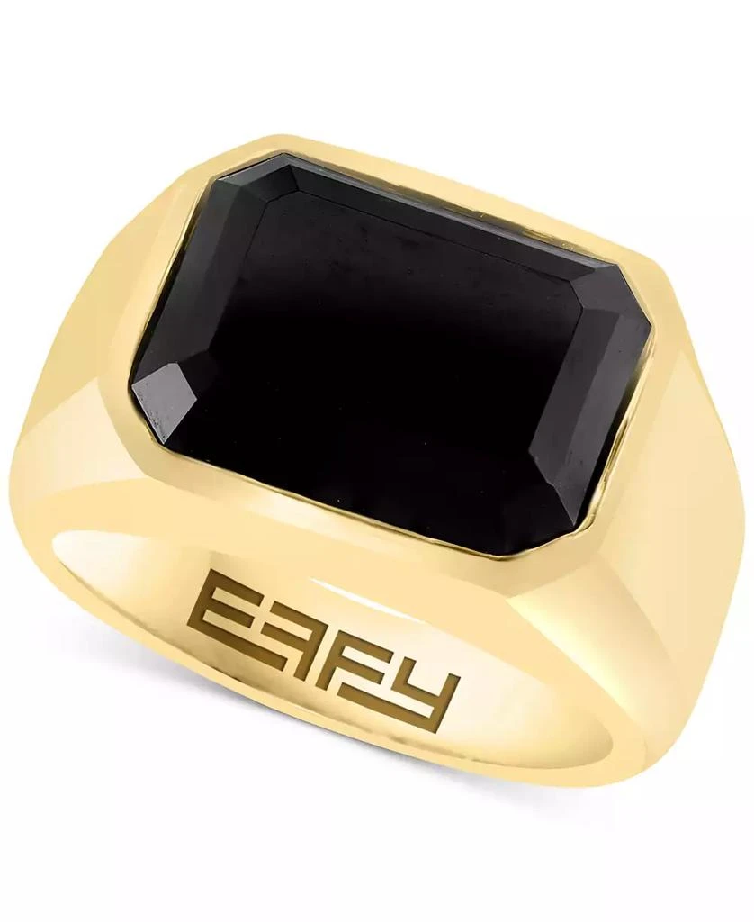 商品Effy|EFFY® Men's Onyx Ring in 14k Gold-Plated Sterling Silver,价格¥1463,第1张图片