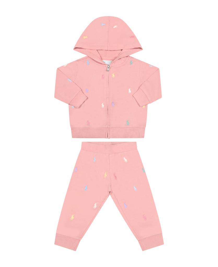 商品Ralph Lauren|Pink Tracksuit For Baby Kids With Pony Logo,价格¥992,第1张图片