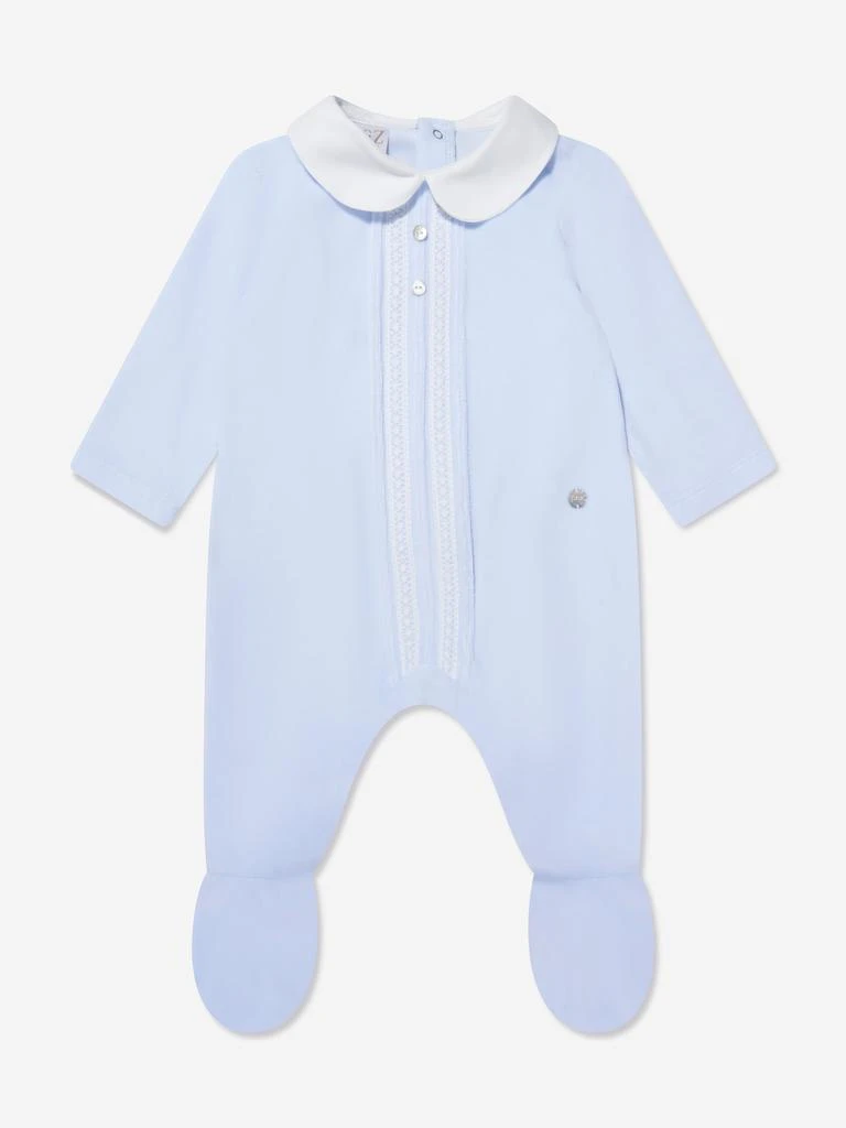 商品Paz Rodriguez|Paz Rodriguez Baby Boys Velour Babygrow in Blue,价格¥418,第1张图片