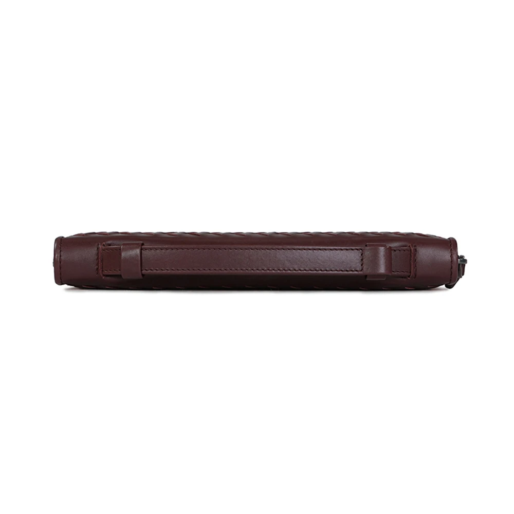 BOTTEGA VENETA 男士红褐色编织皮革拉链长款钱包 169730-V4651-5023 商品