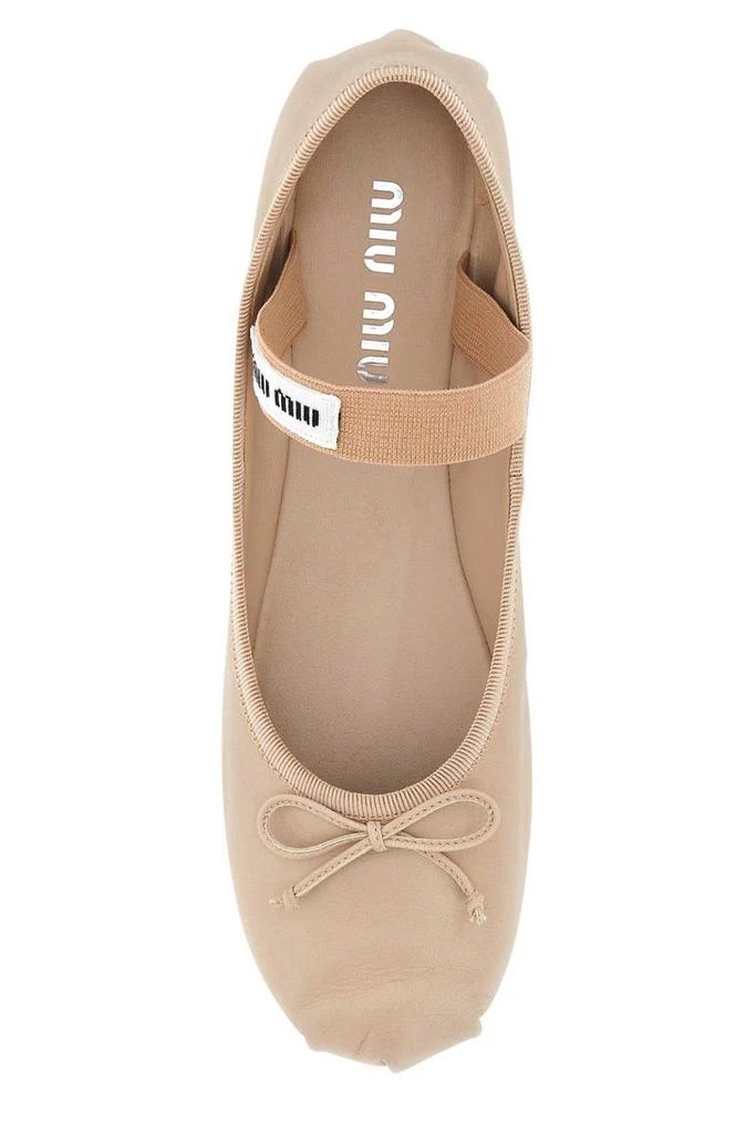 商品Miu Miu|Miu Miu Logo-Printed Bow Detailed Ballerina Shoes,价格¥4660,第3张图片详细描述