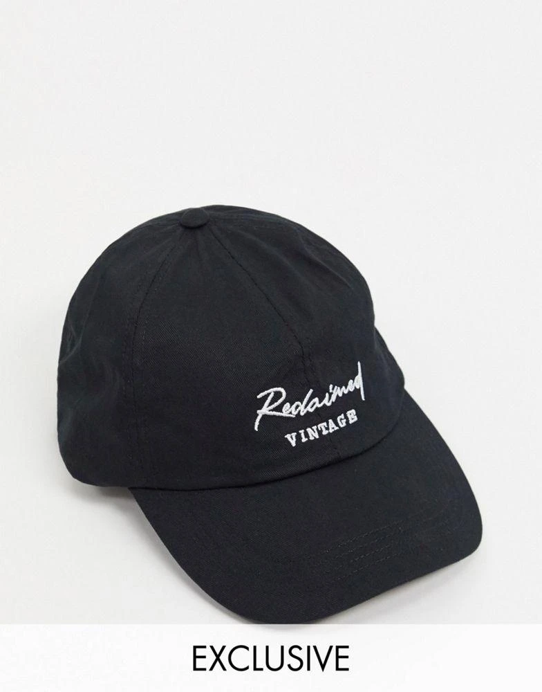 商品Reclaimed Vintage|Reclaimed Vintage inspired unisex logo embroidery cap in black,价格¥87,第1张图片