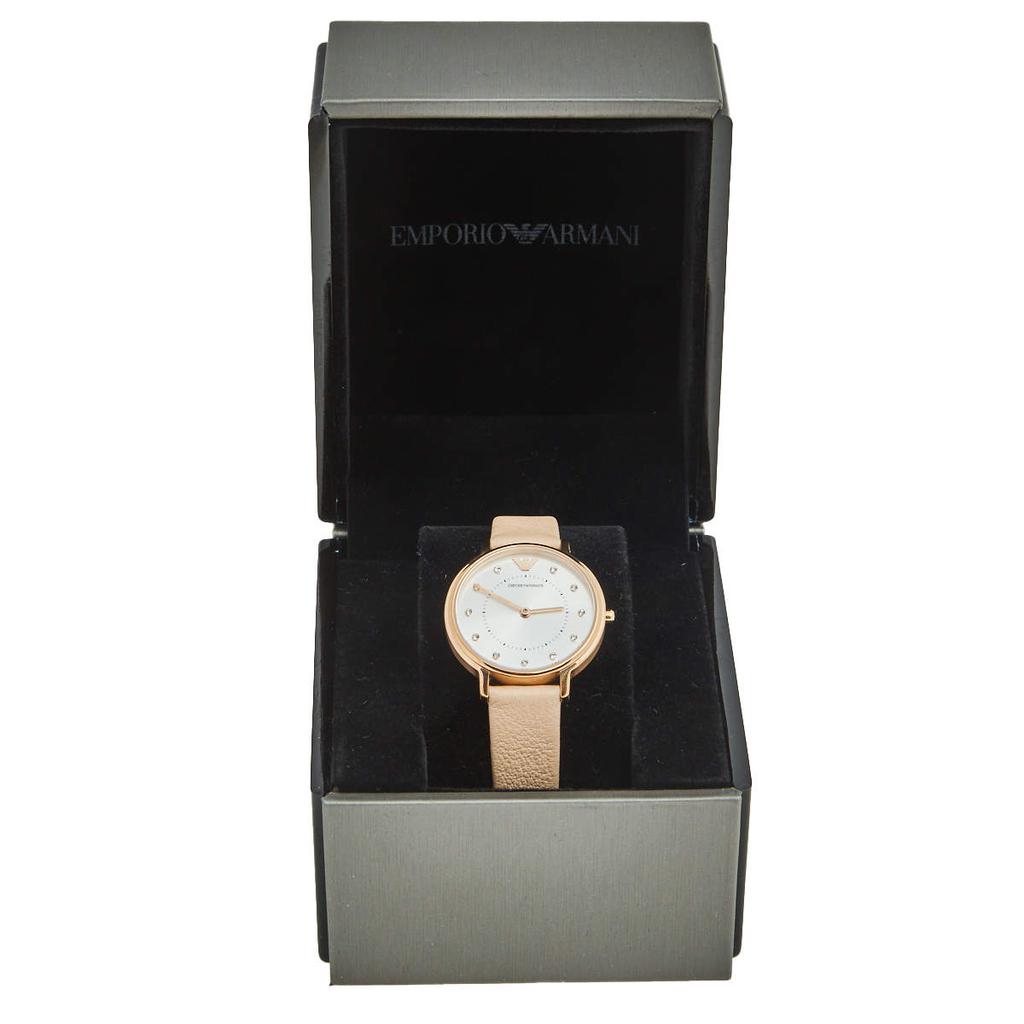 Emporio Armani Silver Rose Gold Plated Stainless Steel Leather AR2510 Women's Wristwatch 32 mm商品第8张图片规格展示