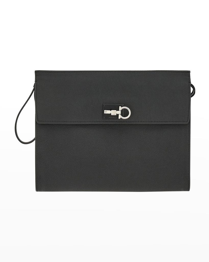 商品Salvatore Ferragamo|Men's The Studio Gancino Leather Zip Portfolio Bag,价格¥10901,第1张图片