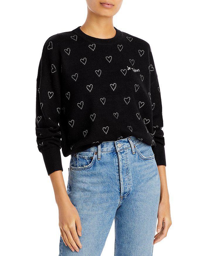 商品AQUA|Crystal Heart Embellished Crewneck Sweater - 100% Exclusive,价格¥737,第3张图片详细描述