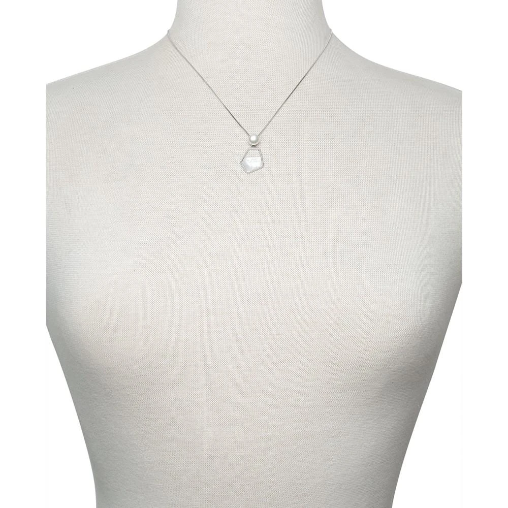 商品Belle de Mer|Cultured Freshwater Pearl (7mm) & Mother-of-Pearl Freeform 18" Pendant Necklace in Sterling Silver,价格¥528,第2张图片详细描述