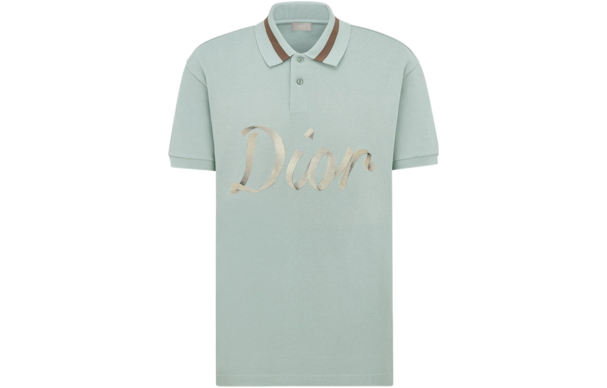商品[国内直发] Dior|迪奥 季度新品 字母印花纽扣直筒短袖Polo衫 男款 绿色,价格¥6198,第1张图片