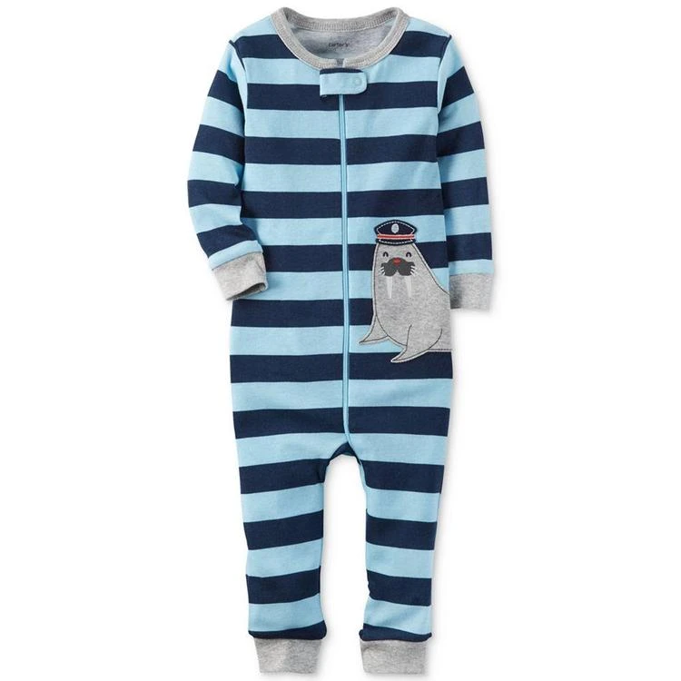 商品Carter's|1-Pc. Striped Walrus Pajamas, Baby Boys (0-24 Months),价格¥150,第1张图片