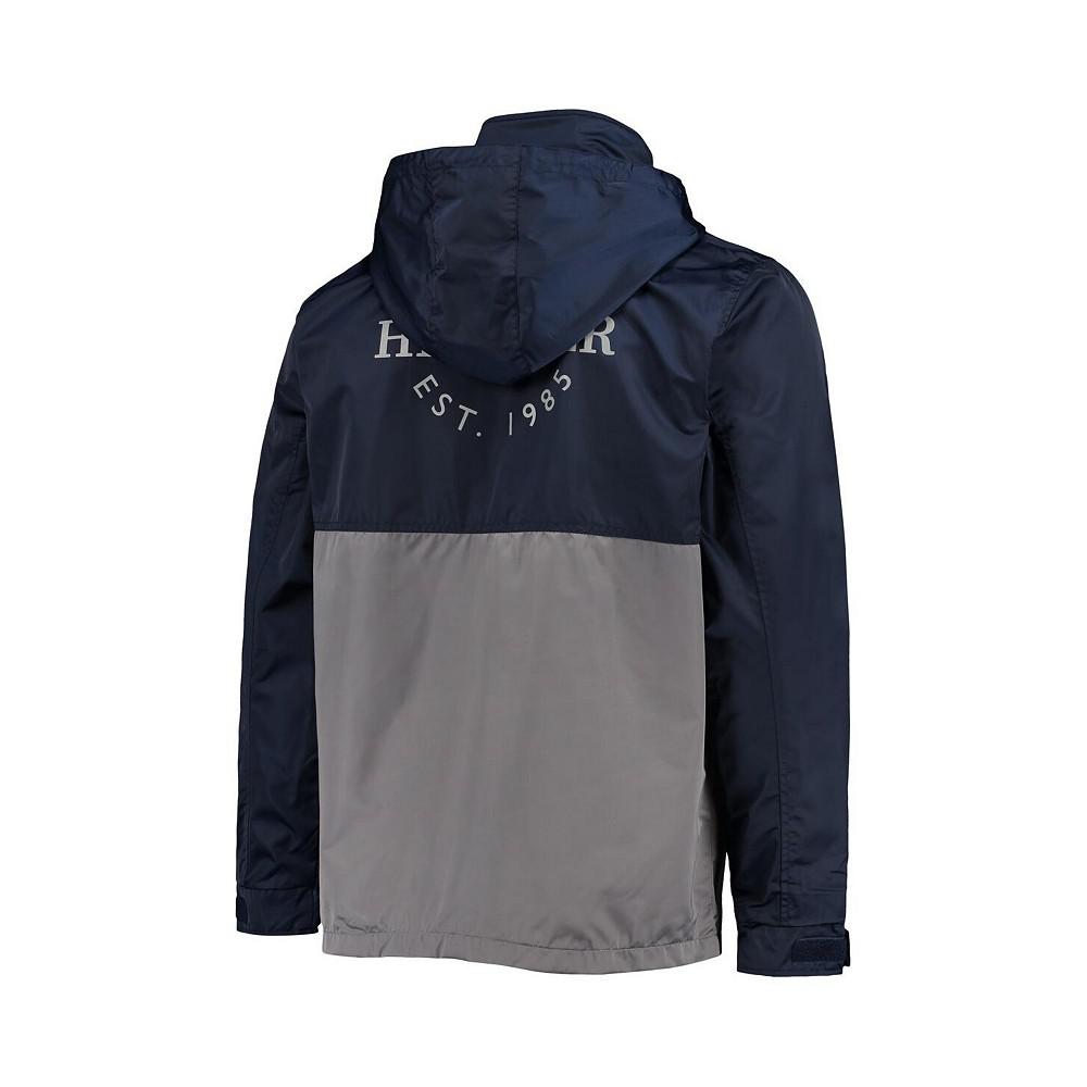 Men's College Navy, Gray Seattle Seahawks Anorak Hoodie Quarter-Zip Jacket商品第4张图片规格展示