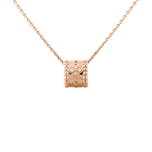 商品Van Cleef & Arpels| Van Cleef & Arpels/梵克雅宝 Perlée trèfles系列 18K金玫瑰金三叶草图案镶嵌16颗钻石环形吊坠VCARO2EE00,价格¥40877,第1张图片