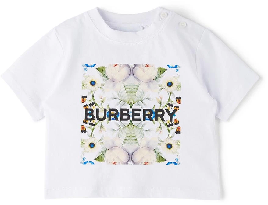 商品Burberry|白色 Montage Print 婴儿 T 恤,价格¥553,第1张图片