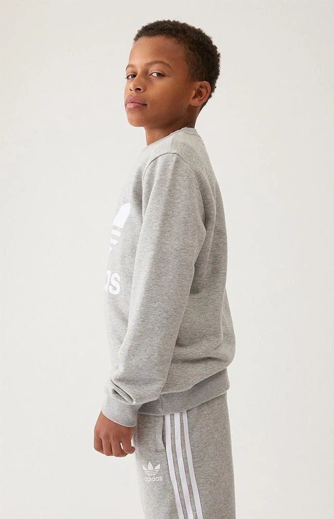 商品Adidas|Kids Heather Grey Trefoil Crew Neck Sweatshirt,价格¥125,第3张图片详细描述