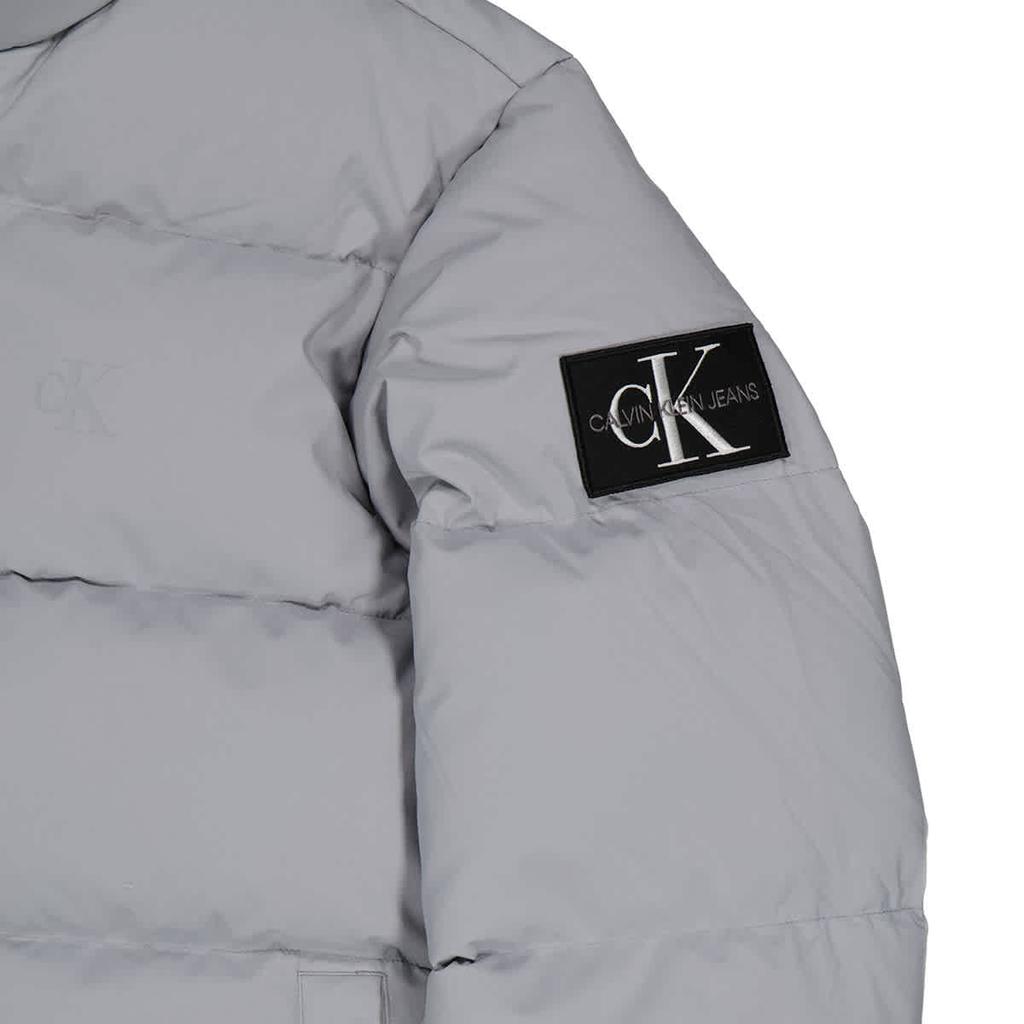 Calvin Klein Mens Grey Embroidered Logo Down Jacket, Size Small商品第3张图片规格展示