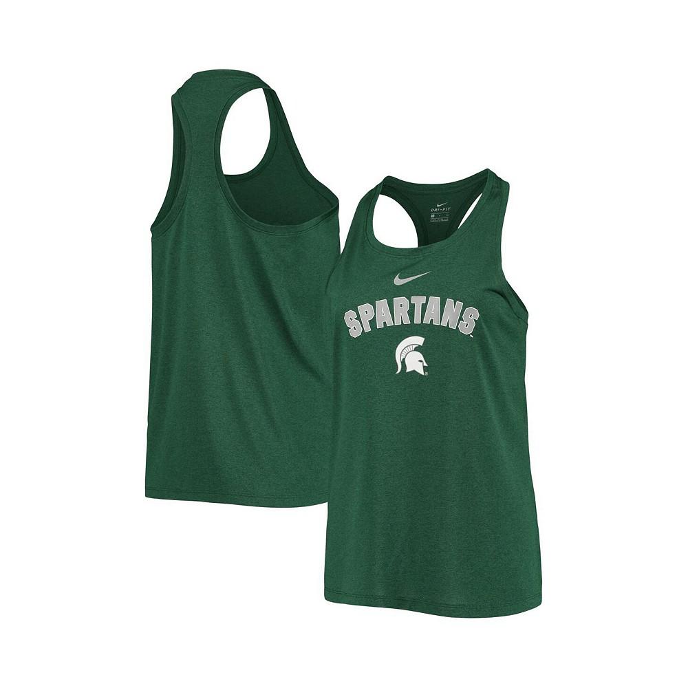 Women's Green Michigan State Spartans Arch and Logo Classic Performance Tank Top商品第1张图片规格展示