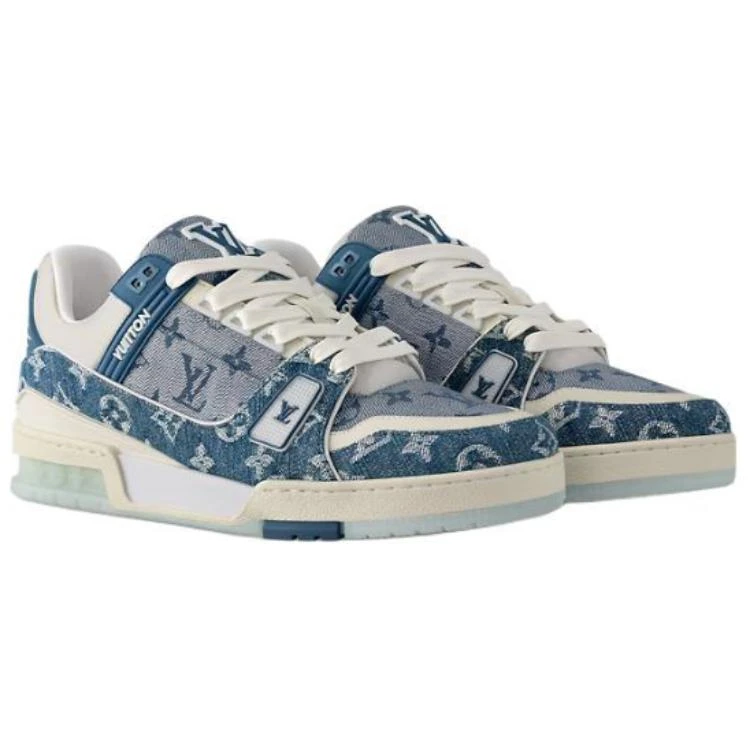 商品[国内直发] Louis Vuitton|Trainer 牛皮革 圆头系带 低帮 板鞋 男女同款 蓝白色,价格¥11922,第4张图片详细描述