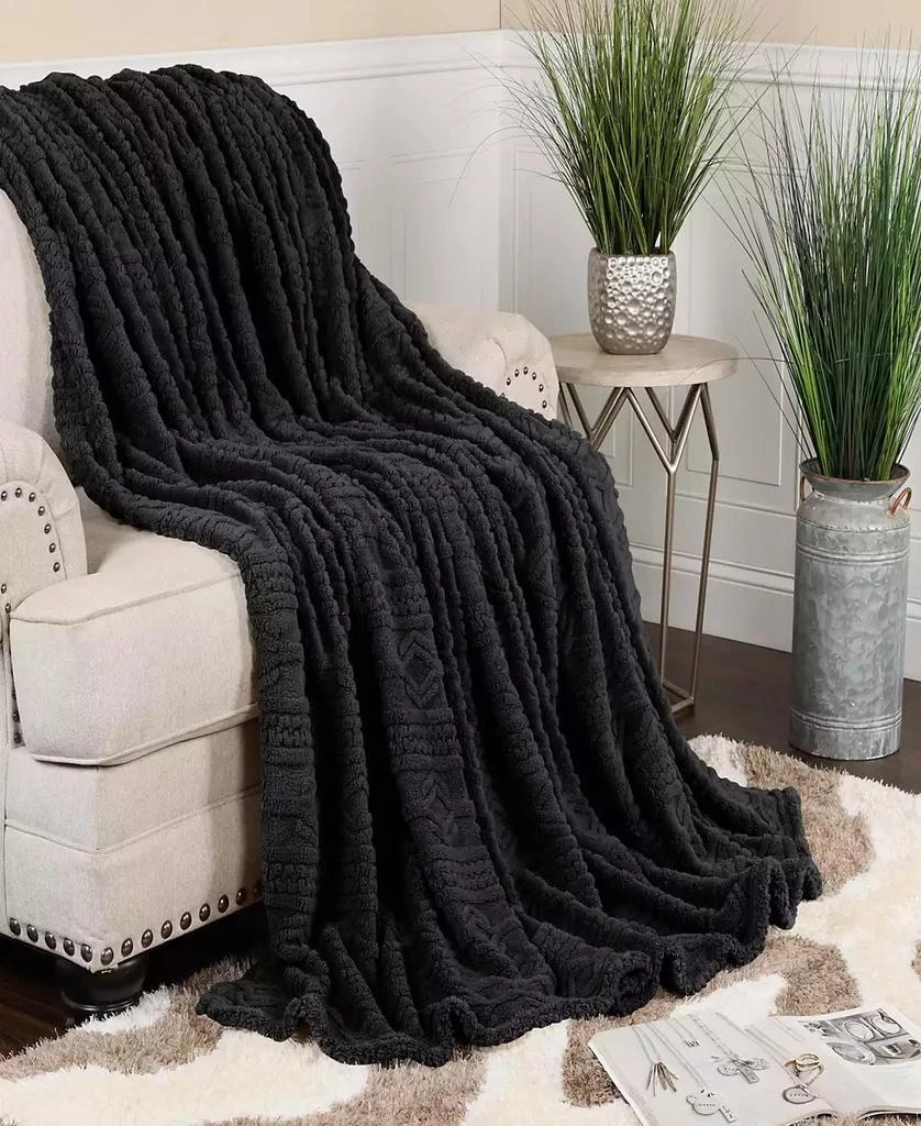 商品Superior|Boho Knit Jacquard Fleece Plush Fluffy Blanket,价格¥236,第3张图片详细描述