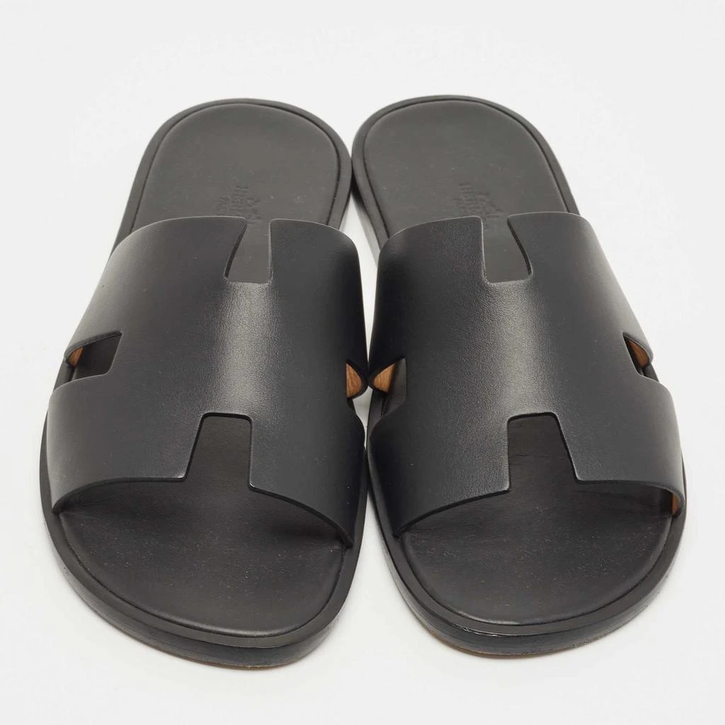 商品[二手商品] Hermes|Hermes Black Leather Izmir Slide Flats Size 44,价格¥3806,第3张图片详细描述