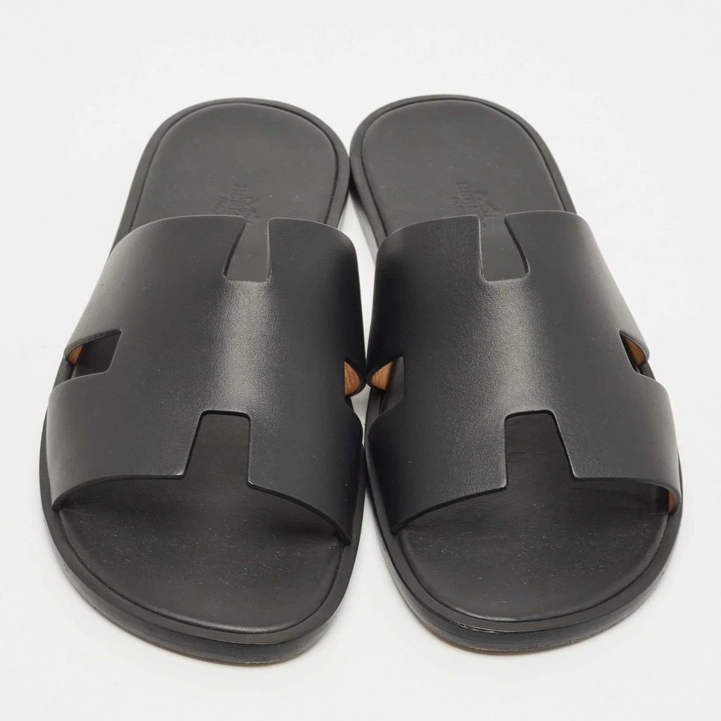 商品[二手商品] Hermes|Hermes Black Leather Izmir Slide Flats Size 44,价格¥3700,第3张图片详细描述