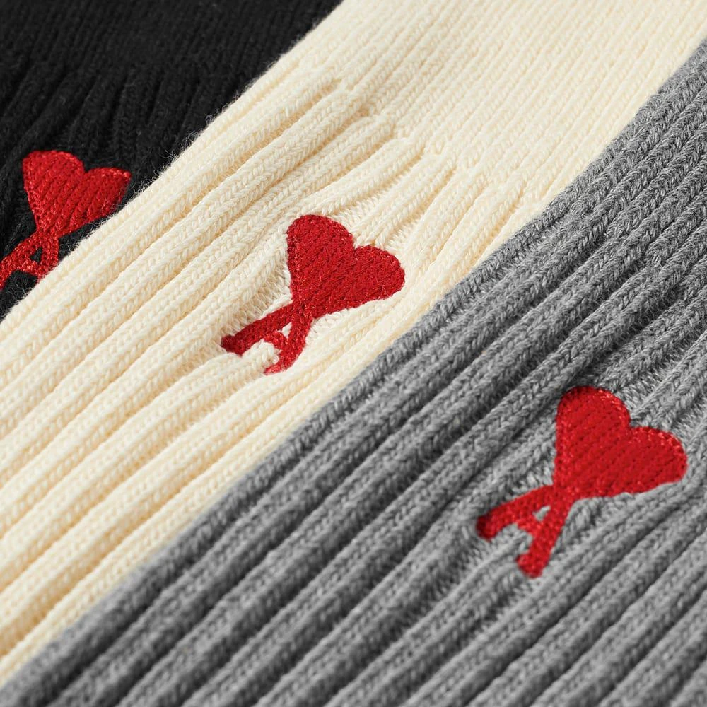 商品AMI|AMI A Heart Sock - 3 Pack,价格¥670,第2张图片详细描述