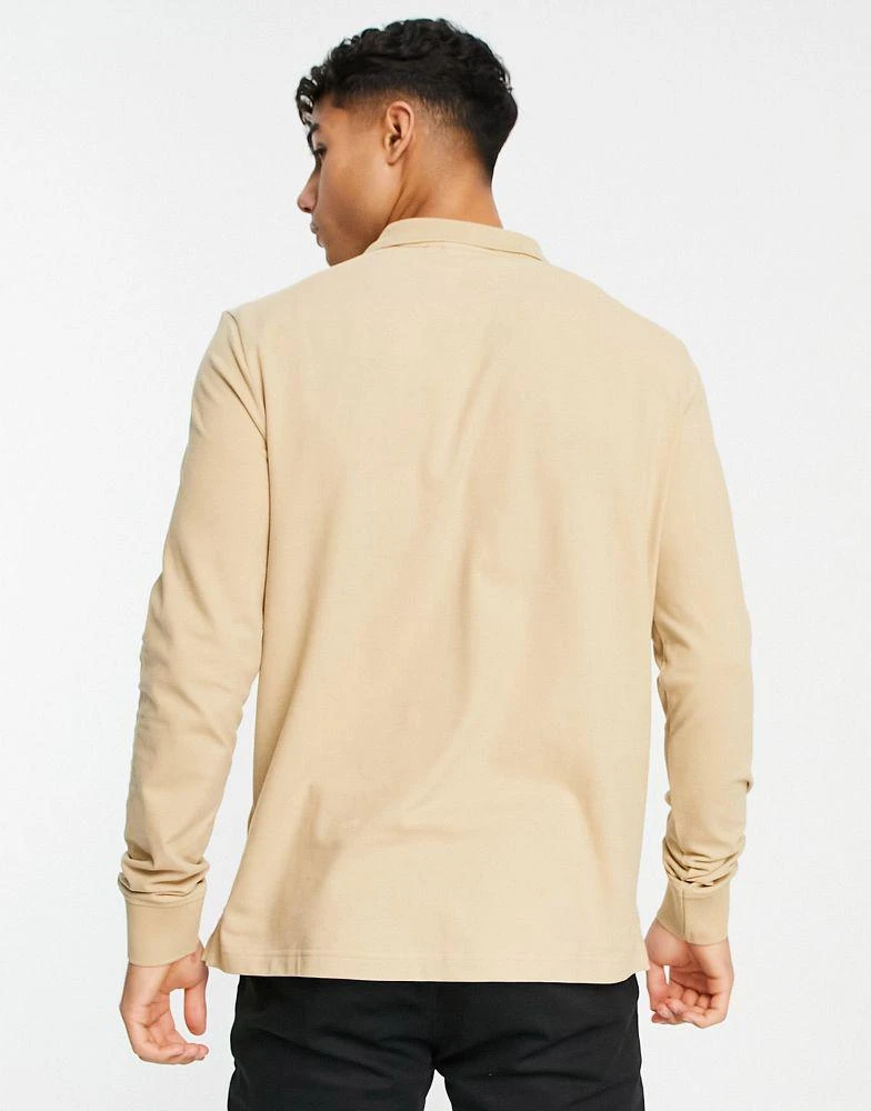 商品Calvin Klein|Calvin Klein long sleeve pique polo in beige,价格¥479,第2张图片详细描述