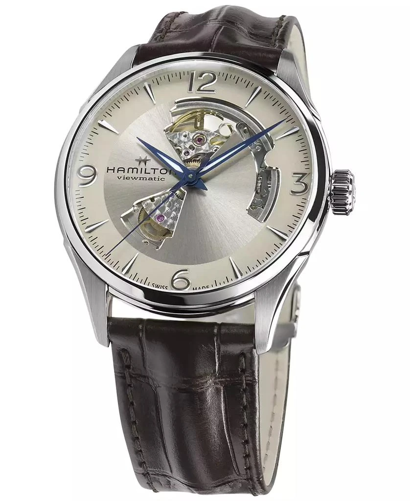 商品Hamilton|Men’s Swiss Automatic Jazzmaster Open Heart Brown Leather Strap Watch 42mm,价格¥8087,第2张图片详细描述