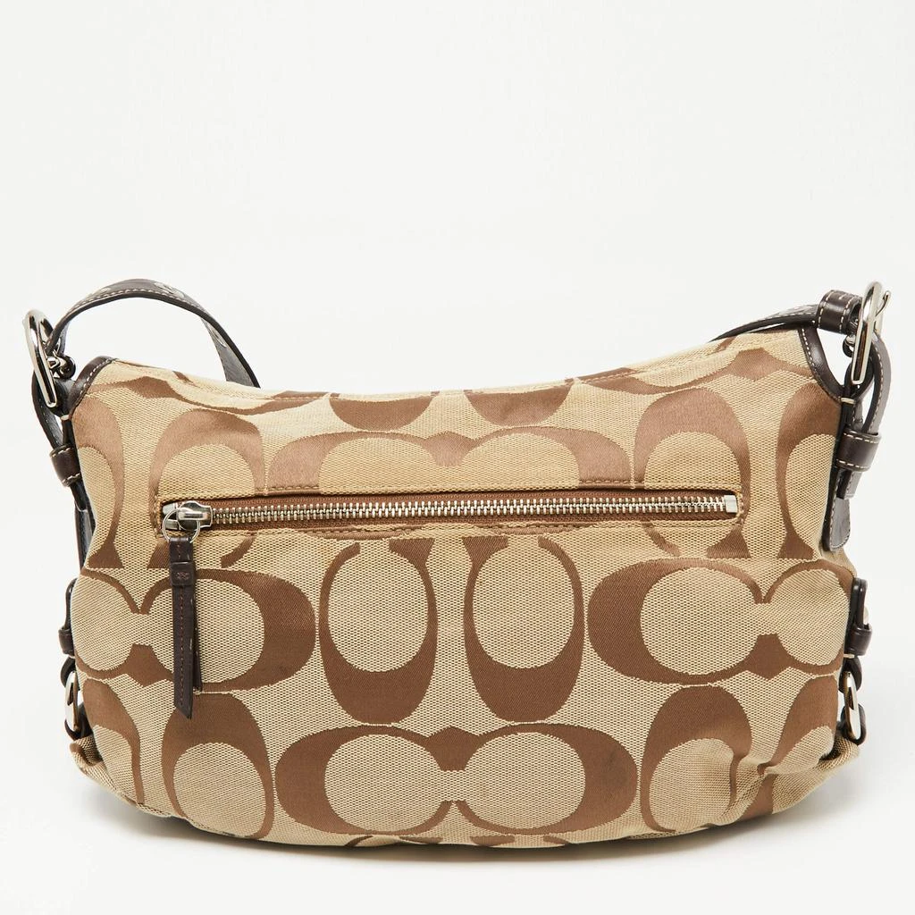 商品[二手商品] Coach|Coach Beige/Dark Brown Signature Canvas and Leather Turnlock Flap Crossbody Bag,价格¥977,第4张图片详细描述