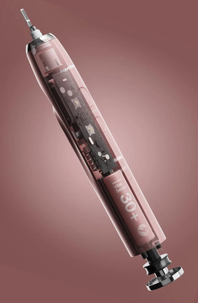 商品AquaSonic|VIBE Series Pink UltraSonic Whitening Toothbrush with 8 DuPont Brush Heads & Travel Case,价格¥304,第3张图片详细描述