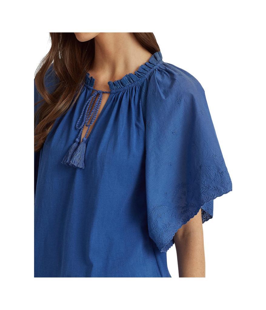 商品Ralph Lauren|Embroidered Flutter-Sleeve Jersey Blouse,价格¥455,第5张图片详细描述