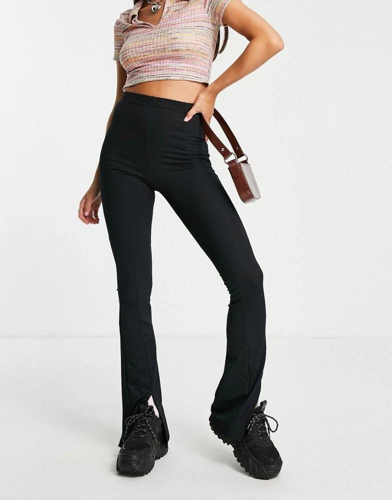 商品Topshop|Topshop Tall skinny split front flare in black,价格¥88,第4张图片详细描述