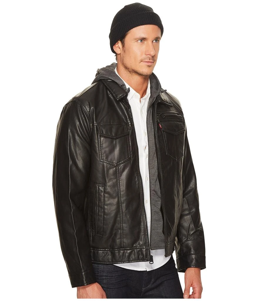 商品Levi's|Faux Leather Trucker with Jersey Hood and Fleece Lining,价格¥1313,第4张图片详细描述