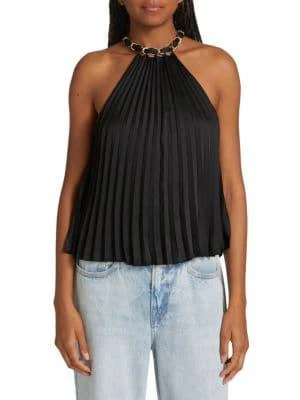 商品Alice + Olivia|Alycia Pleated Halterneck Top,价格¥388,第1张图片