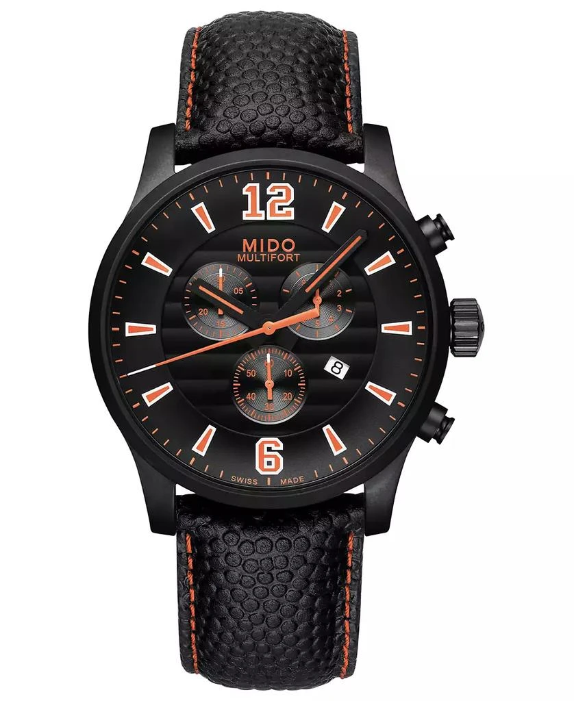 商品MIDO|Men's Swiss Chronograph Multifort Black Leather Strap Watch 42mm,价格¥6601,第1张图片