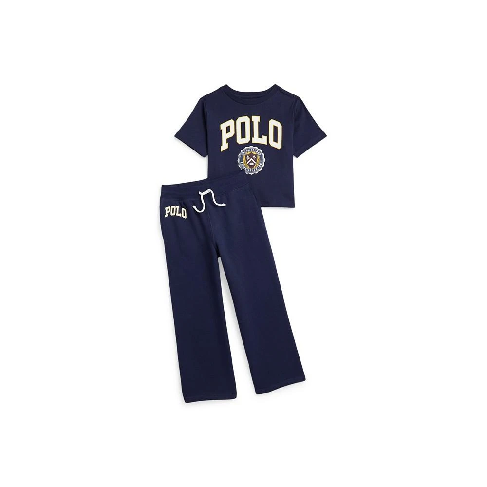 商品Ralph Lauren|Toddler and Little Girls Logo Fleece Wide-Leg Sweatpants,价格¥167,第3张图片详细描述