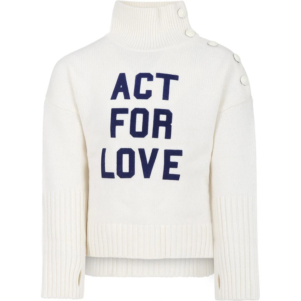 商品Zadig&Voltaire|Ivory Turtleneck For Girl With Knitted Print,价格¥1245,第1张图片