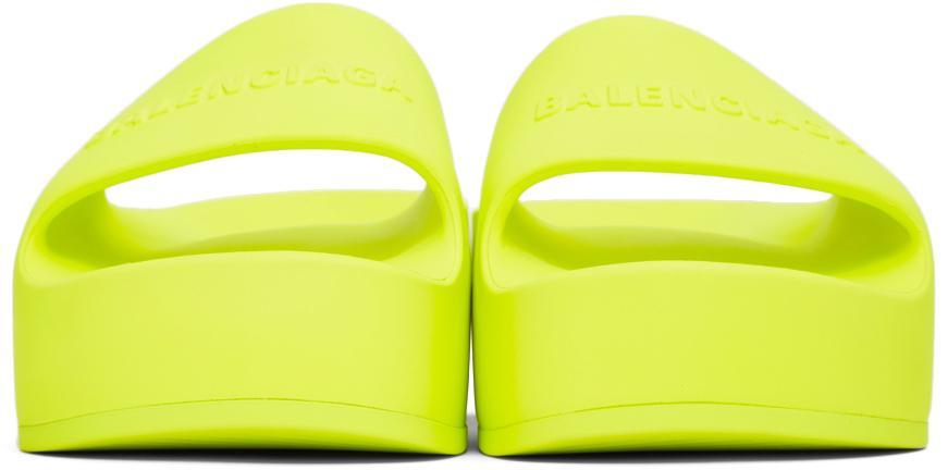 商品Balenciaga|Yellow Chunky Platform Slides,价格¥1368,第4张图片详细描述