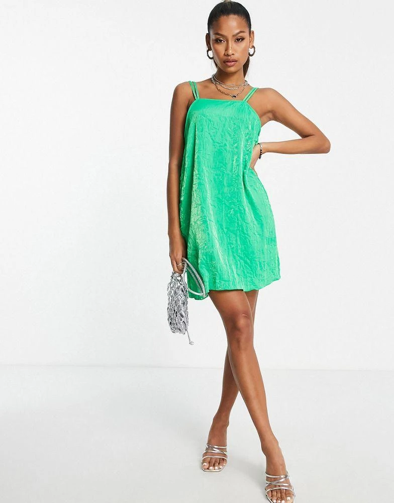 商品Topshop|Topshop textured 90s satin slip dress in green,价格¥180,第4张图片详细描述