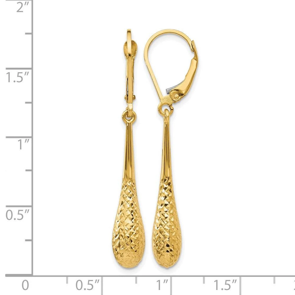 商品Diamond2Deal|14K Yellow Gold Teardrop Drop Dangle Earrings,价格¥4599,第4张图片详细描述