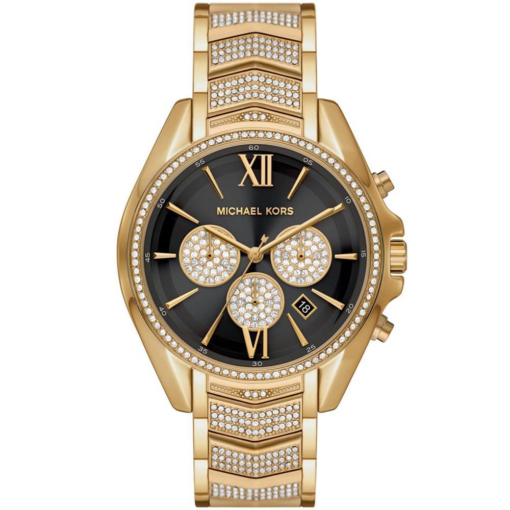 商品Michael Kors|Women's Whitney Chronograph Gold-Tone Stainless Steel Bracelet Watch 44mm,价格¥2935,第1张图片