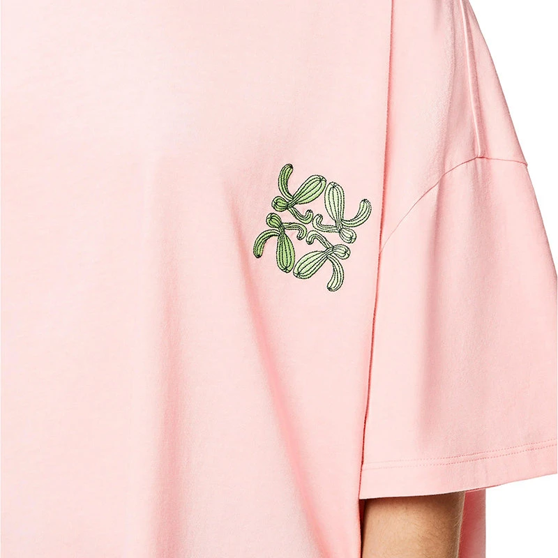 【预售3-7天】LOEWE/罗意威 22年春夏新款 女士糖衣粉色棉质混纺围巾仙人掌Logo短袖T恤S616Y22J03-6925 商品