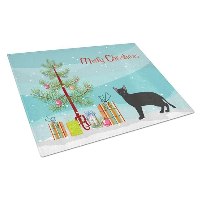 商品Caroline's Treasures|CK4697LCB Russian White Black No.1 Cat Merry Christmas Glass Cutting Board L,价格¥258,第1张图片