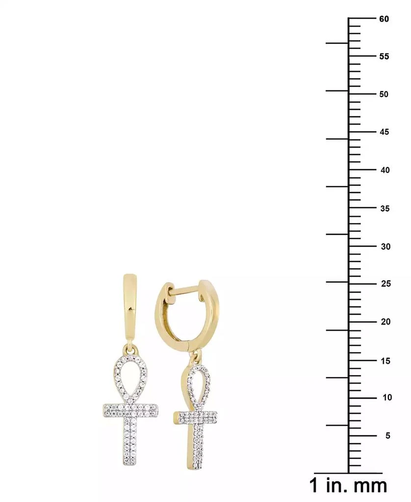 商品Macy's|Men's Diamond Ankh Cross Dangle Hoop Earrings (1/6 ct. t.w.) in 10k Gold,价格¥1411,第2张图片详细描述