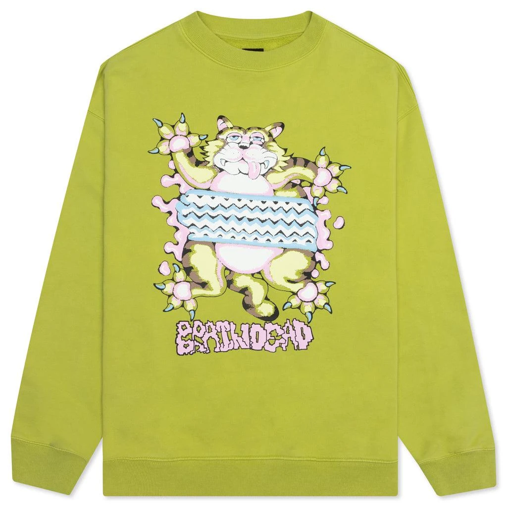 商品Brain Dead|Brain Dead Relaxed Cat Crewneck - Olive,价格¥456,第1张图片